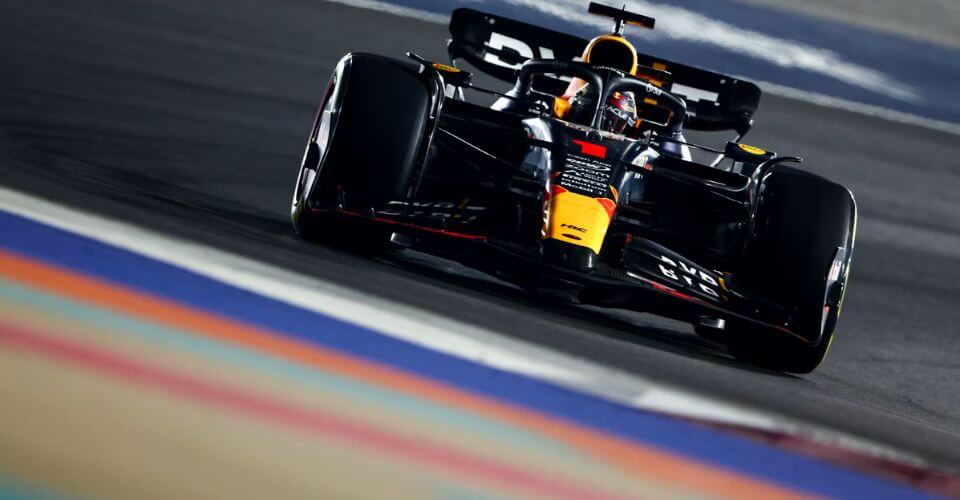 F1 Grand-Prix van Qatar Max Verstappen bij uitkomst bocht 2 Qatar 2023